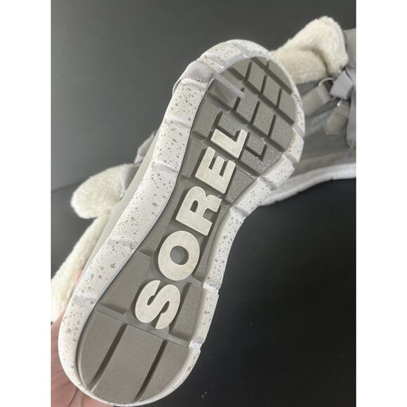 Sorel Grey Felt Sherpa Lining Short Winter Boot Women’s 6.5 Lace Up - Picture 3 of 12